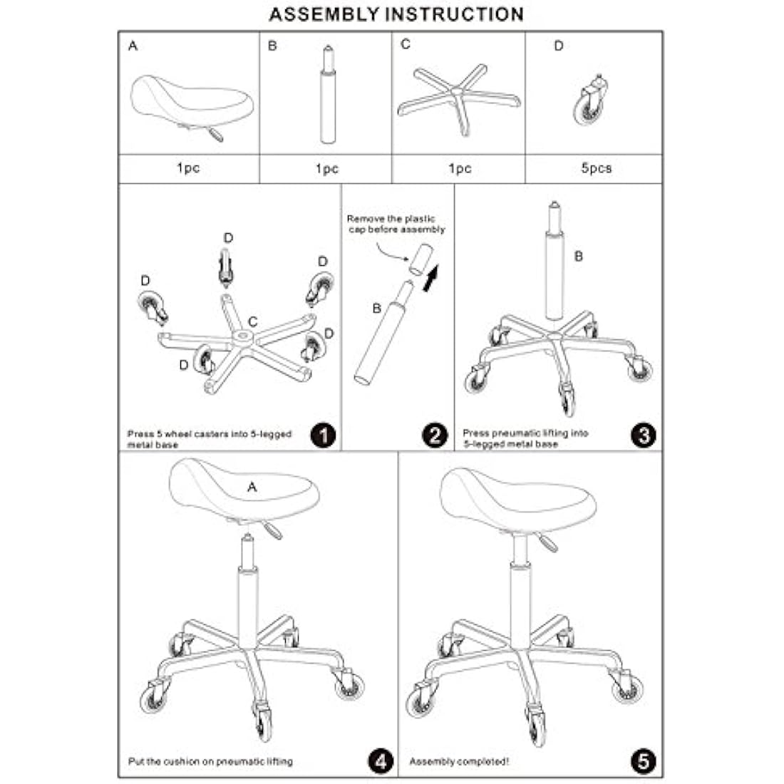 FRNIAMC Professional Saddle Stool with Wheels Ergonomic Swivel Rolling Height Adjustable for Clinic Dentist Beauty Salon Tattoo Home Office (Grey)