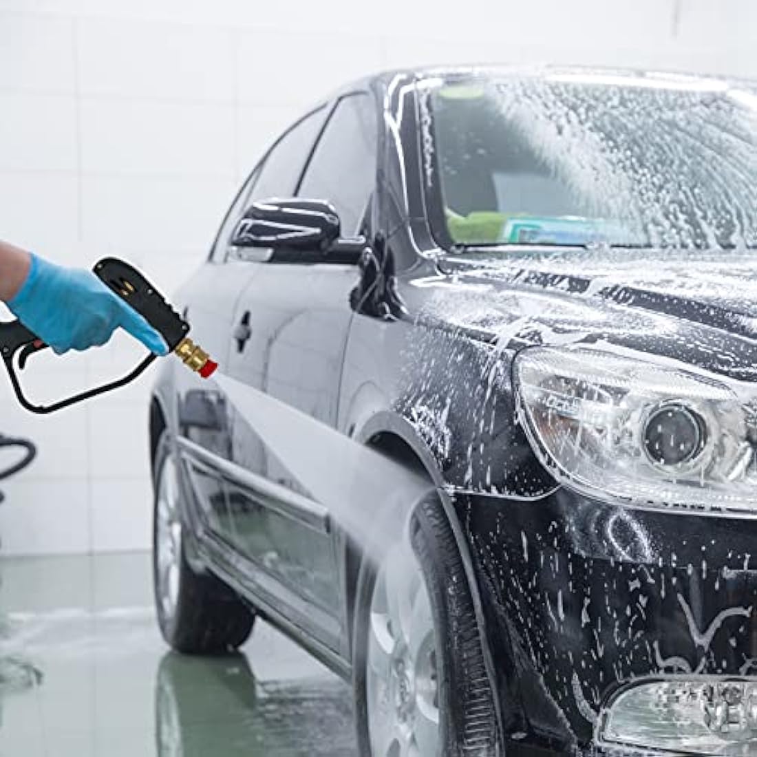 Fai Top 4000PSI High Pressure Washer Gun with 5 Water Nozzle Tip, Cleaner Gun Car Wash Water Gun for Car Cleaning (M22 14MM Hose Connector & karcher Quick Connector)
