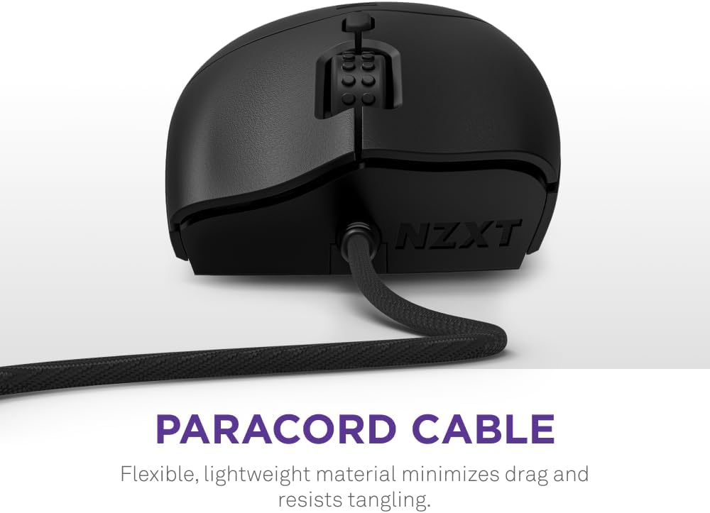 NZXT Lift 2 Ergo | Lightweight Ergonomic Wired Gaming Mouse | Lightweight 61 g Design | 8K Polling Rate | Optical Switches | 26K DPI Optical Sensor | 100% PTFE Feet | Black