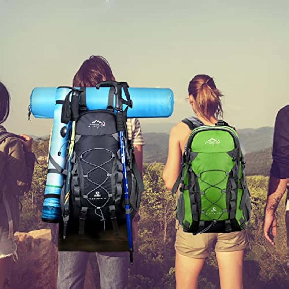 A AM SeaBlue 40L Hiking Backpack for Men and Women Trekking Rucksack Lightweight Travel Daypack with Waterproof Rain Cover,Large Sports Bag for Outdoor Activities