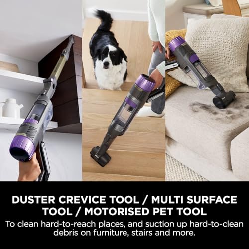 Shark PowerDetect Cordless Vacuum Cleaner, DuoClean Detect, Reverse Clean, Anti Hair Wrap Plus, Lightweight, 70 Min Runtime, Pet, Crevice & Multi-Surface Tools, Flexible, Handheld Mode, Grey IP1251UKT