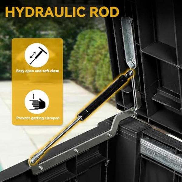 EAZILIFE 430L Garden Storage Box Outdoor Indoor Plastic Store Box/Bench Seat for Cushions, Toys, Games, DIY Pool Equipment - 125x56x61 Dark Grey Heavy Duty