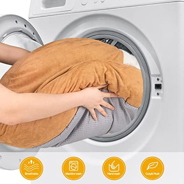 MICOOYO Hooded Dog Bed Mediuml, Cozy Donut Dog Blanket Bed for Doggie, Claming Pet Caved Bed for Cats Puppies (Medium, Wheat)