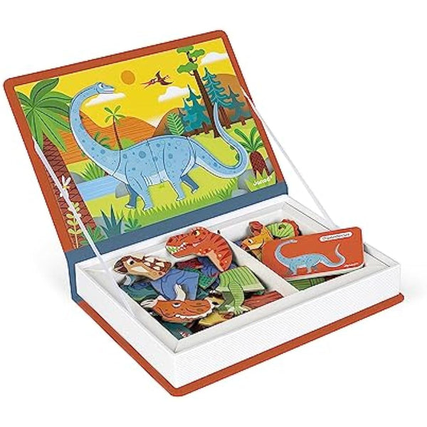 Janod - Magneti'Book Dinosaurs - 50-part educational magnetic game Teaches fine motor skills and imagination - FSC Certified - Suitable for ages 3 and up - J02590, Yellow(gelb)