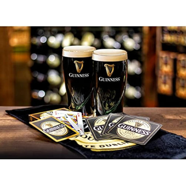 Guinness Home Bar Pack - Gravity Pint Glasses, Bar Towel & Playing cards