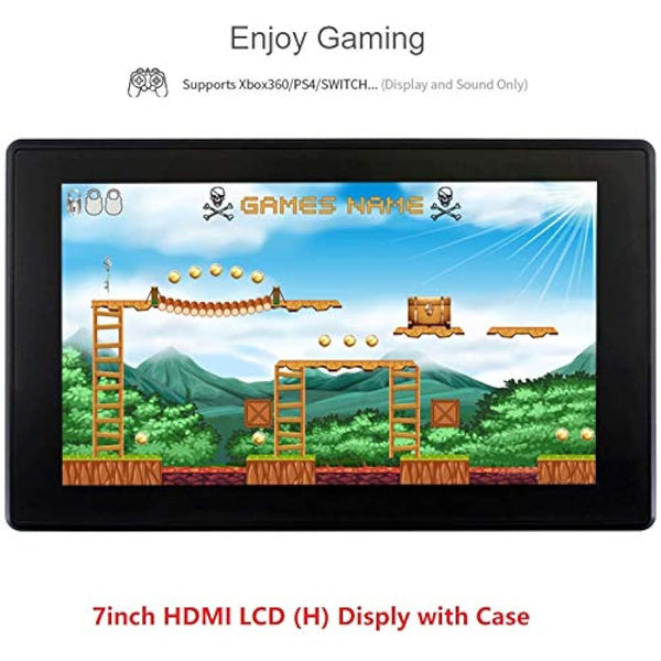 ingcool 7inch HDMI LCD with Case for Raspberry Pi Capacitive Touchscreen 1024×600 IPS Display Screen Monitor Compatible with Raspberry Pi 4B/3B+/3B/Zero/Jetson Nano Support Windows 10/8.1/8/7