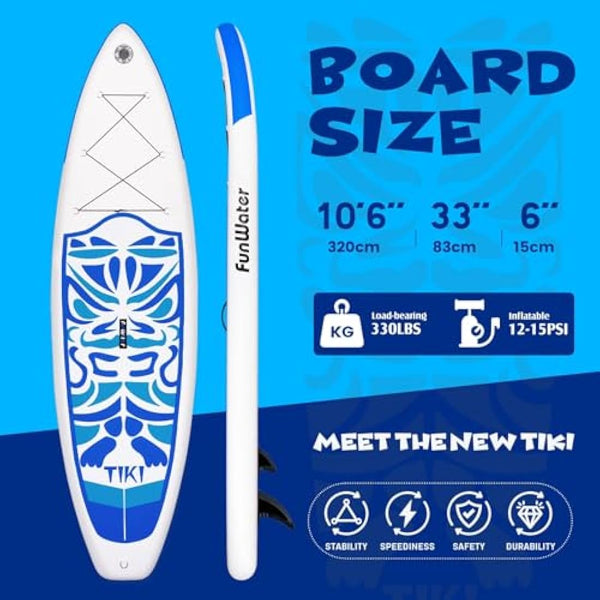 FunWater Inflatable Stand UP Paddle Board Ultra-Light Green Pink Everything Included ISUP, Adj Paddle, Pump, SUP Backpack, Leash, Waterproof Bag, Non-Slip Deckpad Youth