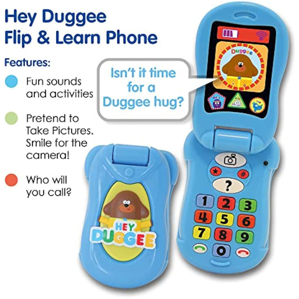 Hey Duggee Toys, Flip & Learn Toy Phone For Kids - Helps Child Development, Learning, Problem Solving, Communication, Hand-Eye Coordination and Motor Skills, 18+ Months, Blue