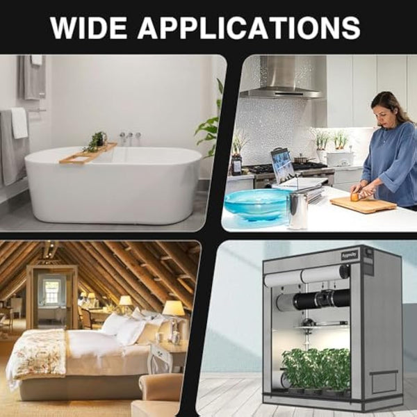 Aygrochy 6 inch wifi APP inline fan with Temperature and Humidity controller, Extractor Fan for Booster, Growth Tents, Ventilation and exhaust fan.