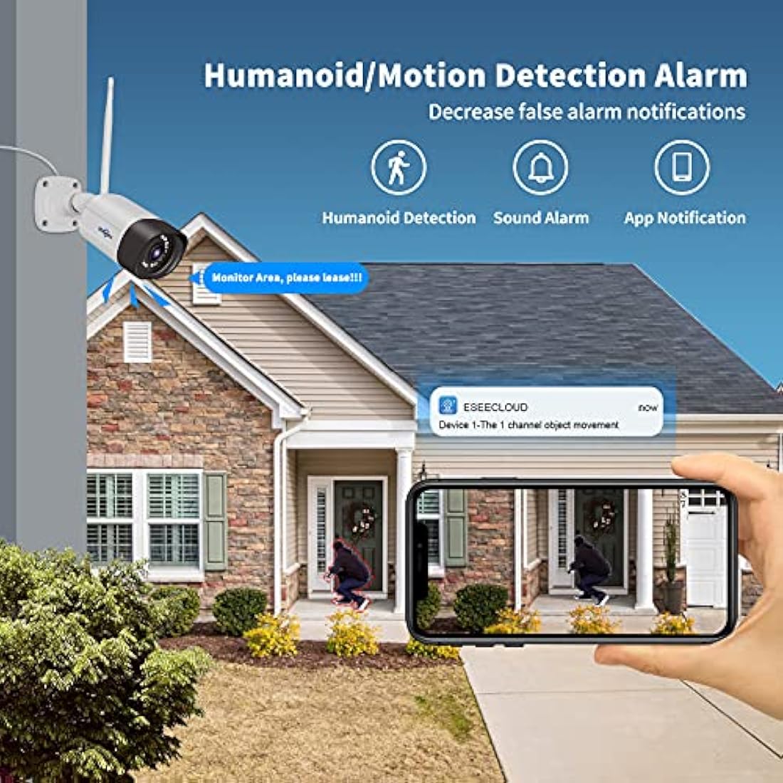 Hiseeu 1080P Security Camera Two-Way Audio Surveillance Camera,Outdoor Wireless Camera With Waterproof, Motion Detection and Day& Night Vision Functions,Bullet Camera Compatible with Multi-Systems