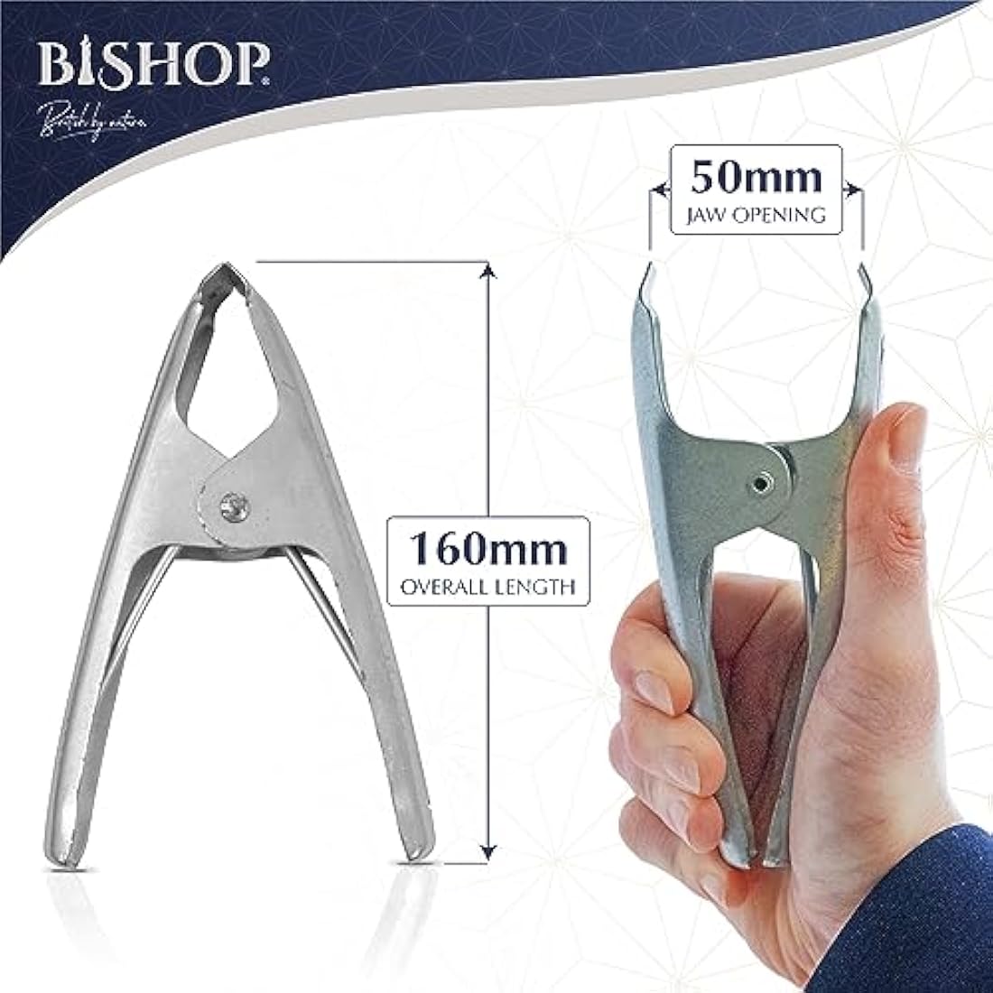 Commercial Grade Metal Spring Clamps for Woodwork - Rust Proof Market Stall Tarp Clips Clamps 50mm Jaw Capacity - Metal Clips All Steel Construction 160mm Length - Triple Coil Spring Clips (Qty: 18)