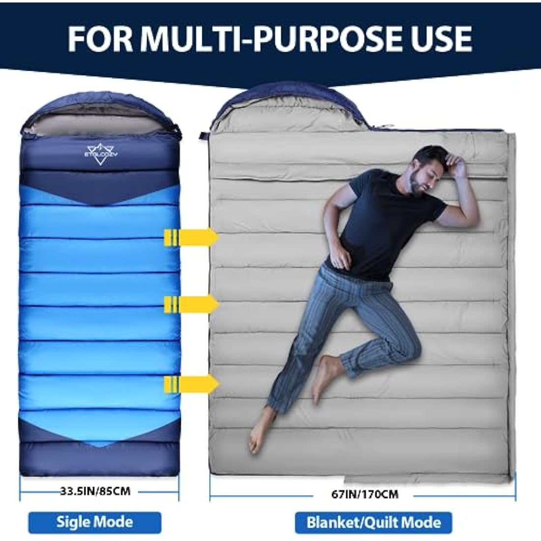 ETGLCOZY Sleeping Bags for Adults Kids, Ultralight Compact w/Compression Sack for Warm & Cold Weather Camping Essentials for Backpacking Hiking Travel Indoor - Unisex Boy Girl Man Woman