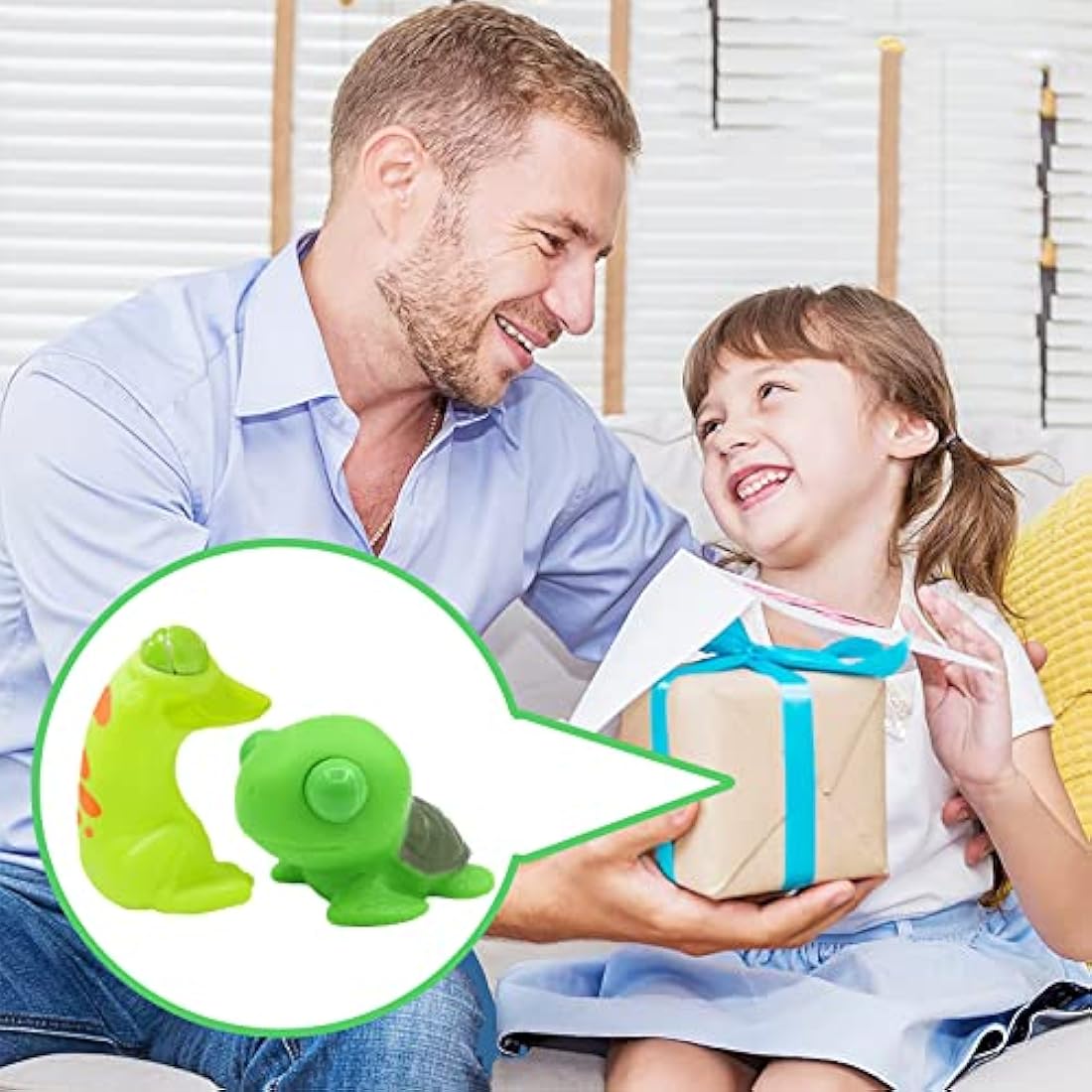 2Pcs Funny Turtle Frog Pinch Toy Squishy Squeeze Toy with Pop Out Eyes,Animals Green Eye Popping Stress Toys,Novelty Fidget Toy Xmas Stocking Fillers for Kids Boys Girls Adult Birthday