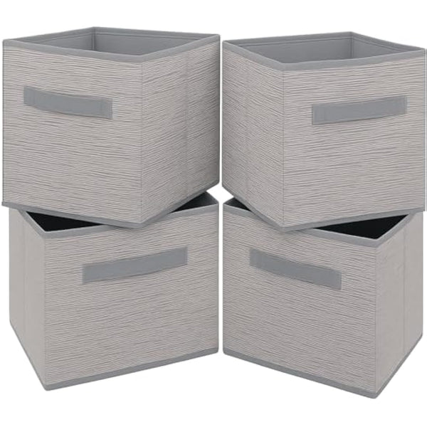 Clay Roberts Storage Cubes, Storage Boxes, Pack of 4, Grey, Fabric Basket Set for Storage Units, 25cm x 25cm x 25cm, Grey Baskets, Boxes, Box, Unit Cubes
