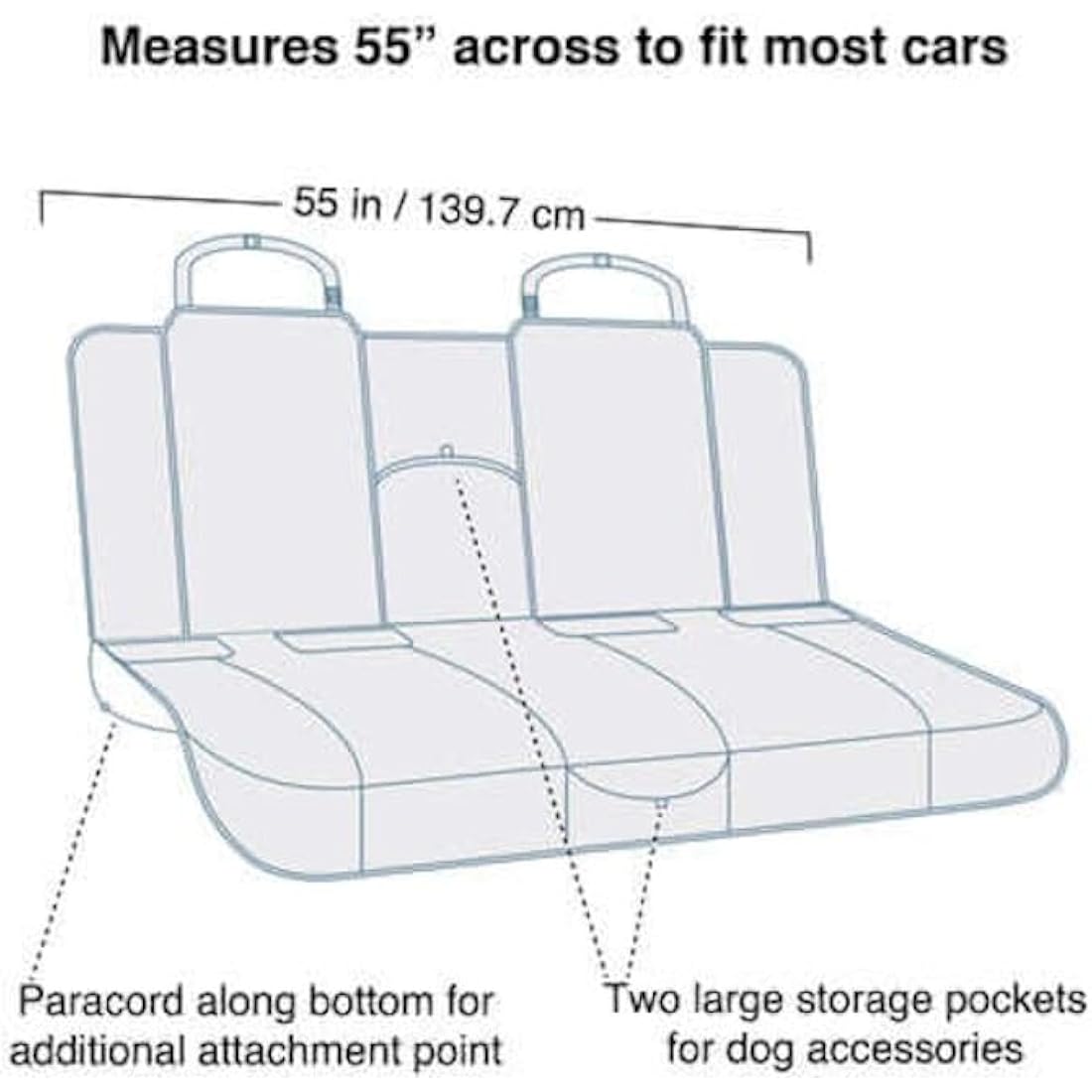 Kurgo Wander Bench Seat Cover, Dog Car Seat Protector, Waterproof & Stain-Resistant, Secure Fit, Black