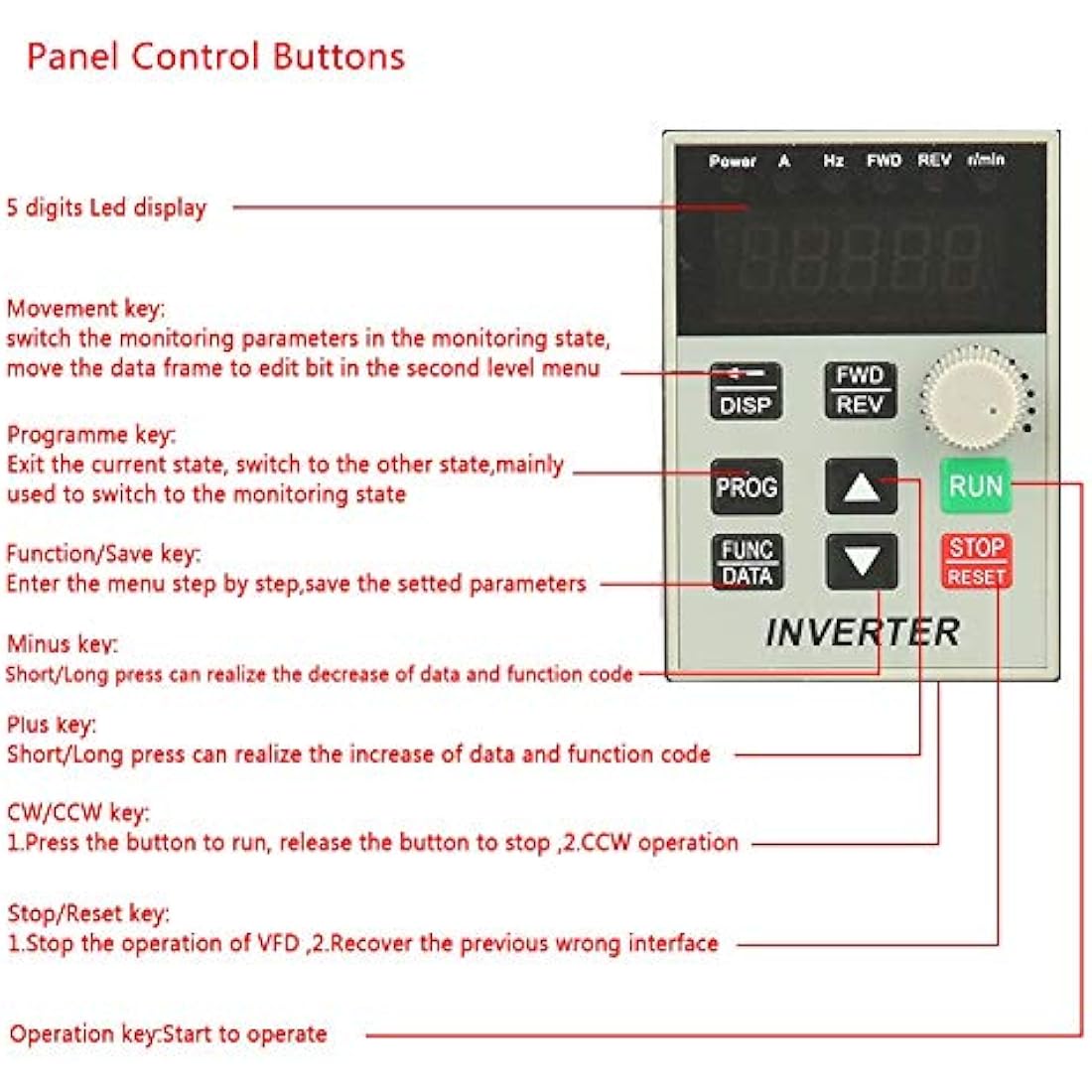 Jadeshay Variable Frequency Drive,2.2KW 220VAC Motor Speed Controller Variable Frequency Converter Single-phase VFD Speed Controller for 3-Phase 2.2kW AC Motor,with Over Heat & Overload Protection