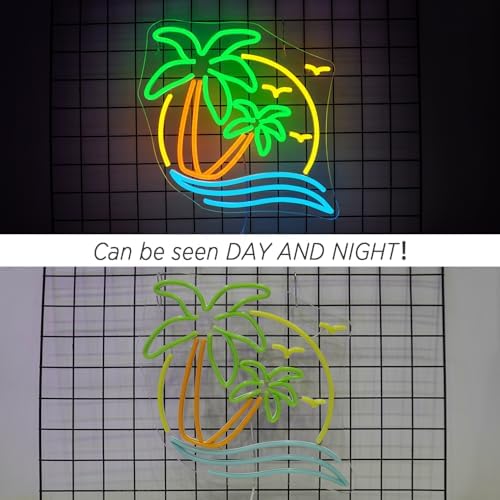 Horseneon Palm Tree Neon Sign Coconut Tree Neon Lights LED Light Sign USB Powered Neon Lights Sea Neon Signs for Bedroom Summer Beach Restaurant Man Cave Beer Cafe Bistro Club Party Decor