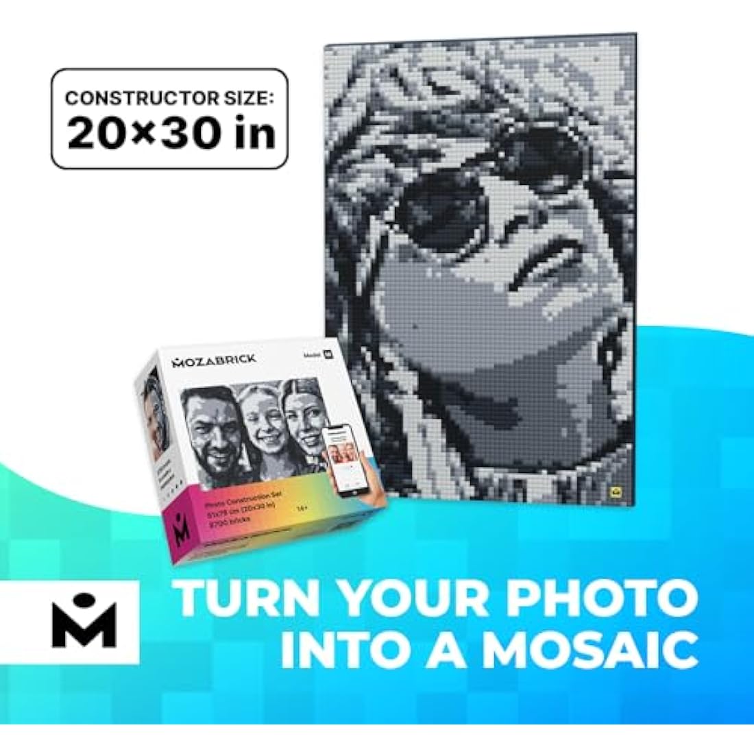 MOZABRICK Photo Builder Model M Building Game to Turn Pictures and Photographs into DIY Pixel Art Mosaic. Create Personal Puzzles with Bricks!