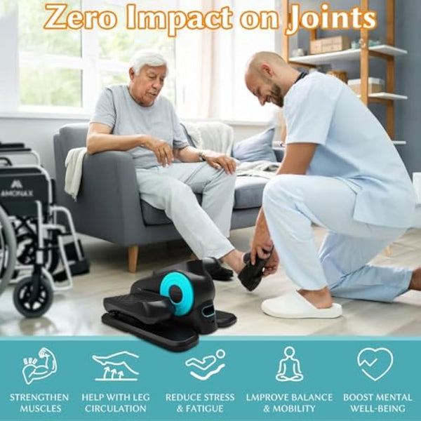 Amonax Electric Pedal Exerciser, Seated Elliptical Machine Cardio Under Desk Exercise Bike, Mini Cycle Trainer for Elderly, Sit down Foot Step Machine Leg Exercise Equipment for Home Use
