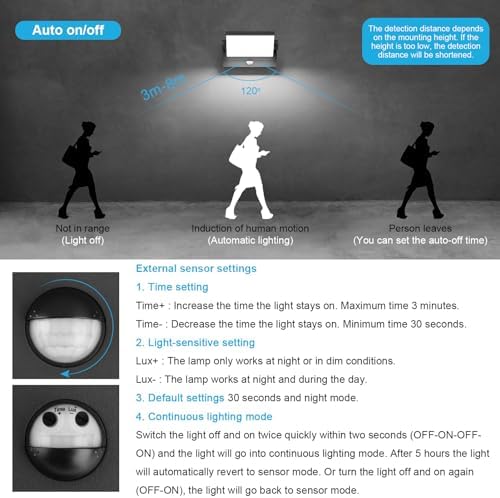 Klighten 24W Wall Light with Motion Sensor Outdoor Indoor Waterproof IP65 Aluminum Outside Light with Swiveling LED Panel Wall Lamp for Entrance Garden Hallway, Cold White 5700K-6000K, Black