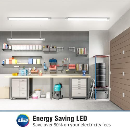 Airand Linkable Led Batten Light Tube Light 150CM 45W 4500LM Ceiling Light for Garage Office Cellar Shop Basement School Bathroom Restaurant Hotel Hostipatal Indoor or Outdoor, Neutral White 4000K