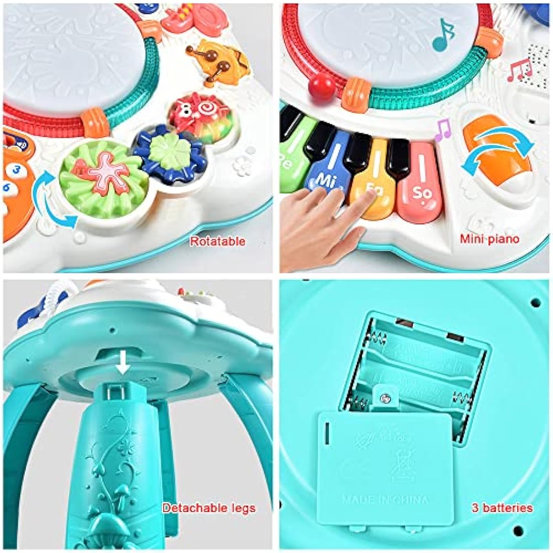 Cemirk Baby Activity Table, Baby Musical Toys 6-12 Months, Activity Center for 1 2 3 Years Old (Size:30 * 30 * 30cm)