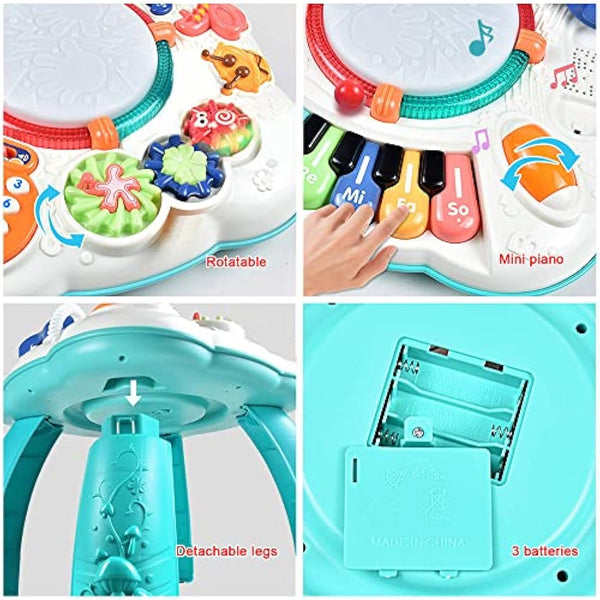 Cemirk Baby Activity Table, Baby Musical Toys 6-12 Months, Activity Center for 1 2 3 Years Old (Size:30 * 30 * 30cm)