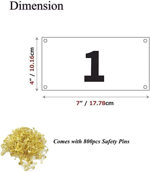 Kyzistn Running Race Bibs Large Numbers with Safety Pins for Marathon Race Events- Tyvek Tearproof Waterproof (7X4Inch 2-100 Numbers)