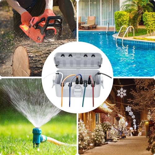 RESTMO Extra Large Waterproof Electrical Box, IP54 Weatherproof Outdoor Outlet Cover, Protect Outlet, Plug, Timer, Power Strip (Not Included), Holiday Light Decoration, 32 x 22 x 13 cm, Black
