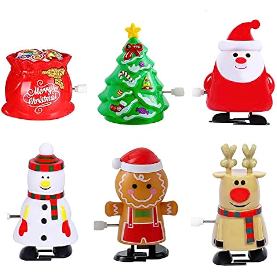 Mienocol 6pcs Christmas Wind Up Toys for Kids, Funny Jumping Xmas Gift, Walking Spring Toy for Christmas Party Favors, Stocking Stuffers, Goody Bag Filler