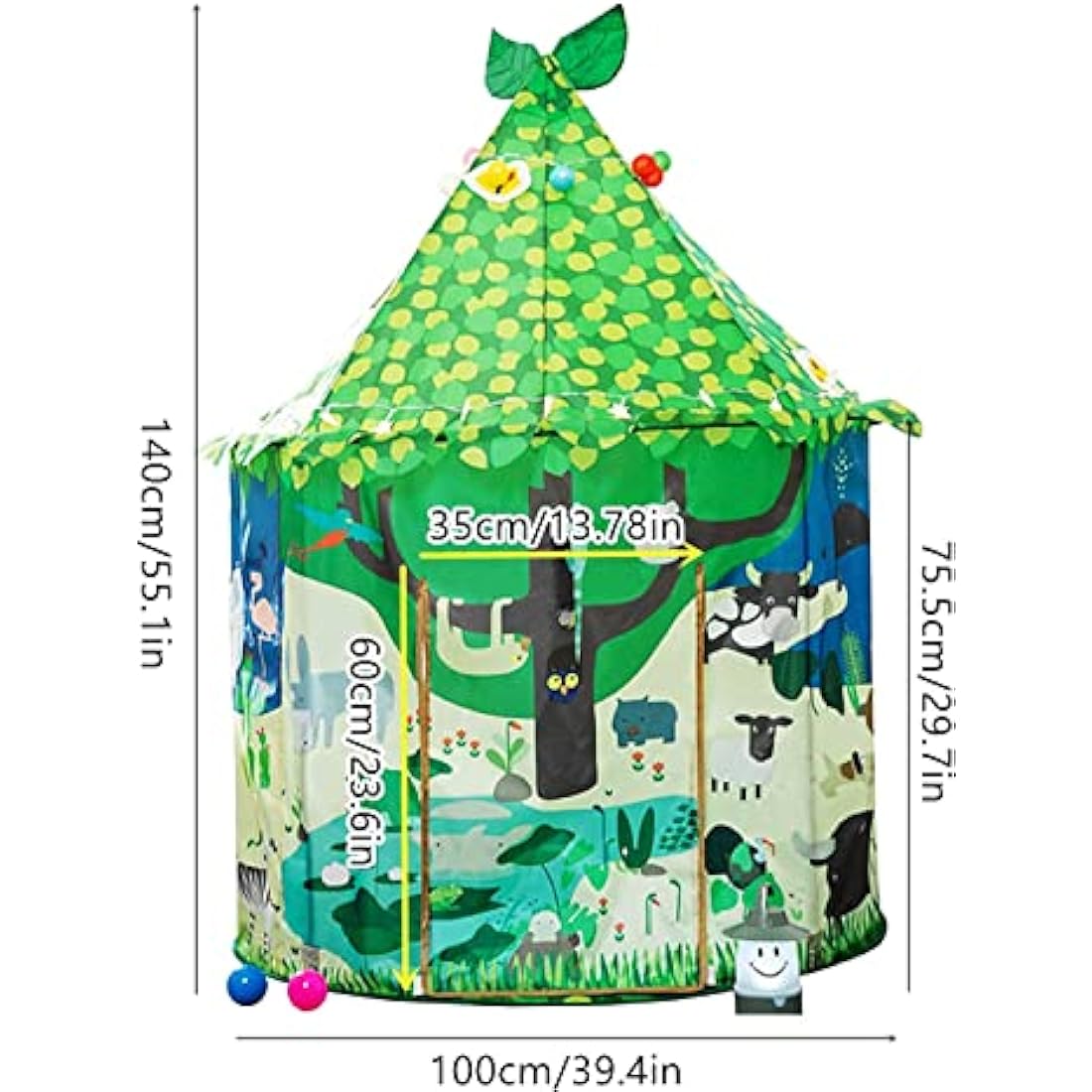 Floving Childrens Teepee Play Tent,Pop up children's tent for Indoor and Outdoor Fun, girl toy, play house, yurt design, suitable for indoor and outdoor entertainment