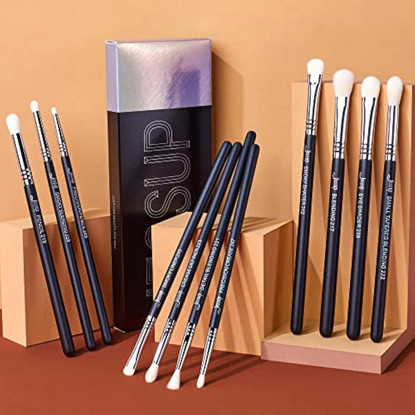 Jessup Eyeshadow Brush Set 11pcs Professional Eye Makeup Brushes Set for Eye Shadow Blending Shader Crease, Black T340