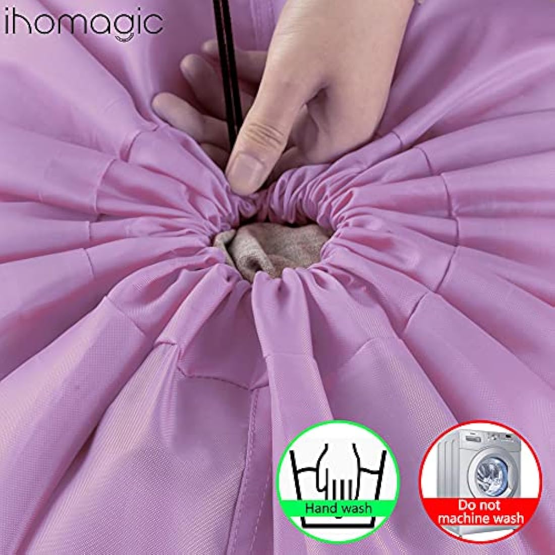 IHOMAGIC Extra Large Laundry Bag with Drawstring, Jumbo Size Washing Bag - Foldable Clothes Bag, Smile Durable Fabric Polyester Storage Bag for College Dorm Hotel Gym 61x92cm Purple