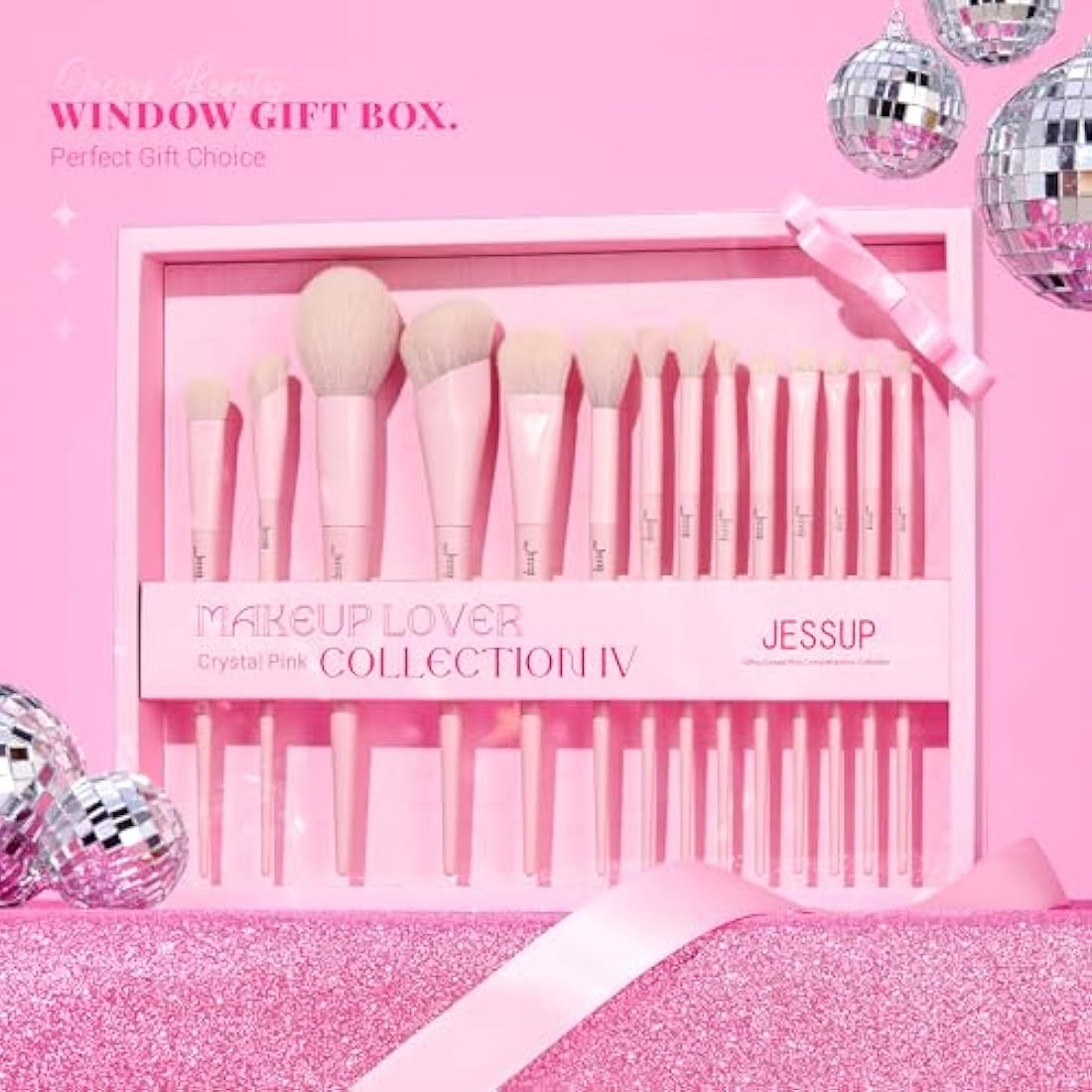 Jessup Pink Makeup Brush Gift Set Soft Vegan Hair Ideal Women's Brushes Gifts for Birthday Professional Make up Brush for Foundation Concealer Eyeshadow Highlight Brush,T495-G