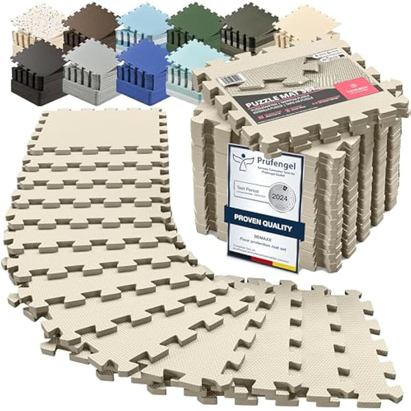 Interlocking Soft Foam Floor Mat - 18 Pieces Protective Gym Flooring Set, Exercise Mats EVA Puzzle Rubber Tiles, Ground Surface Protection Workout Underlay Matting Sports Pool Home Fitness Garage