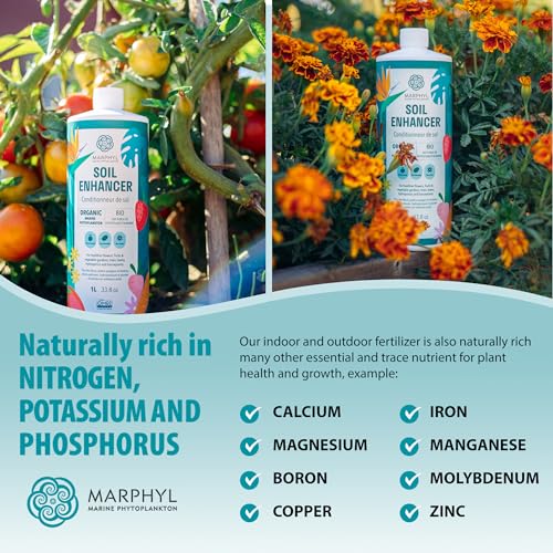 MARPHYL Organic Liquid Fertilizer - Outdoor & Indoor Plant Food - Nutrient-Rich Garden Fertilizer- All Purpose Soil Enhancer for House Plants, Flowers, Vegetables, Succulents, Bamboo, Hydroponics