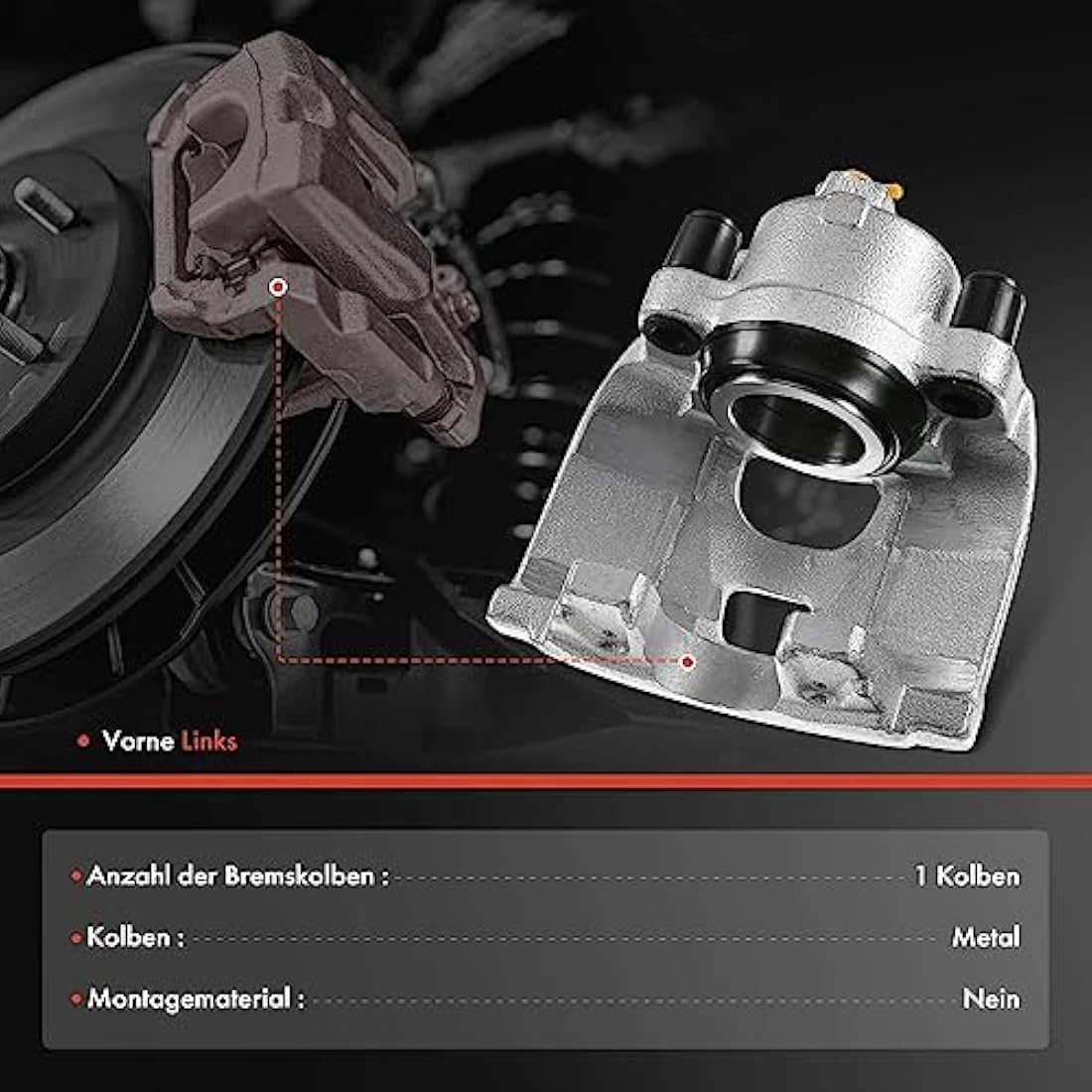 Frankberg Brake Caliper Disc Brake Front Left Compatible with T.i.g.u.a.n 5N S.h.a.r.a.n 7N1 7N2 Q3 8UB 8UG A.l.h.a.m.b.r.a 710 711 Replace# 5N0615123