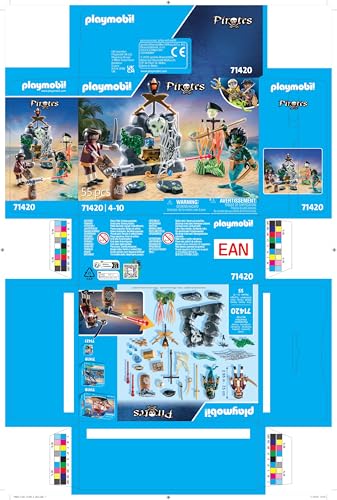 Playmobil 71418 Pirates: Small Pirate Vessel, exciting adventures on the high seas, complete with extensive accessories, fun imaginative role-play, playsets suitable for children ages 4+