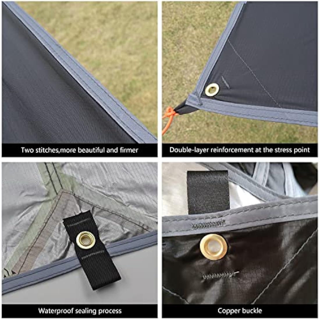 3x4m Camping Tarp Waterproof Tent Tarpaulin Lightweight Hammock Rain Fly Anti-UV Awning Canopy Waterproof Outdoor Shelter