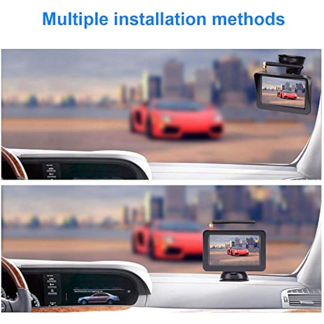 Wireless Reversing Camera, DOUXURY 4.3'' LCD Rear View Monitor + 170° Wide Angle IP68 Waterproof Rear View Camera, Night Vision Universal for Car Van Semi Truck