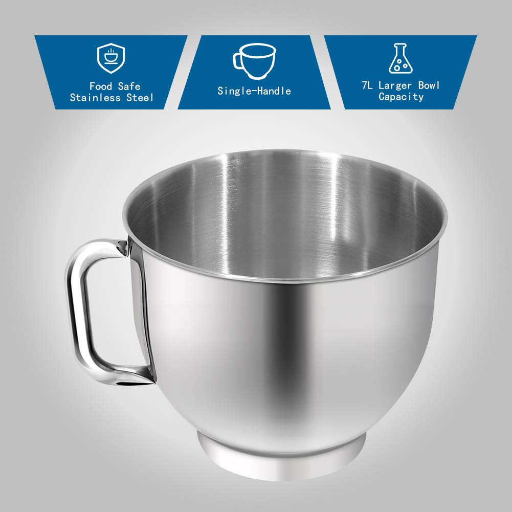 Aucma Stand Mixer, 6.2L Food Mixers for Baking, Electric Kitchen Mixers with Bowl, Dough Hook, Wire Whip & Beater (6.2L, Black)