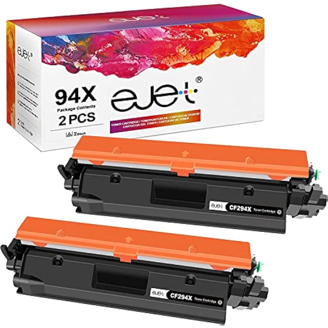 ejet 94X Toner Cartridges for HP 94 X CF294X CF 294A Compatible with Laserjet Pro M118dw MFP M148dw M148fdw M148fw (Black, 2-Pack)