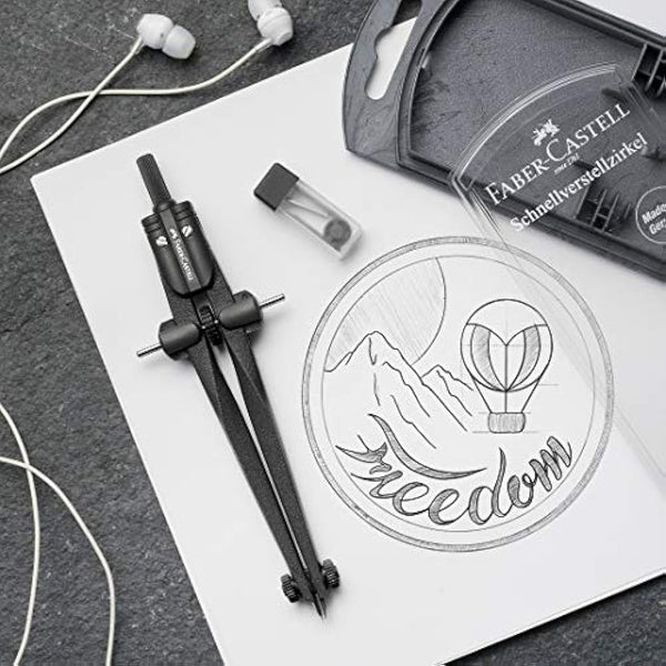 Faber-Castell Stream Quick-Set Compass - Black Stone, 174530