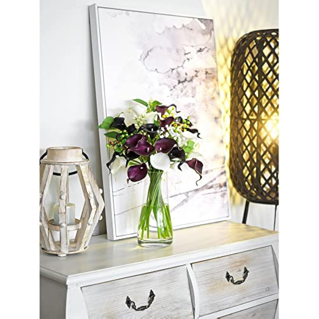 FiveSeasonStuff 10 Stems of Real Touch Calla Lilies Artificial Flower Bouquet, Perfect for Wedding, Bridal, Party, Home Office Décor DIY (Totally Dark Magenta)