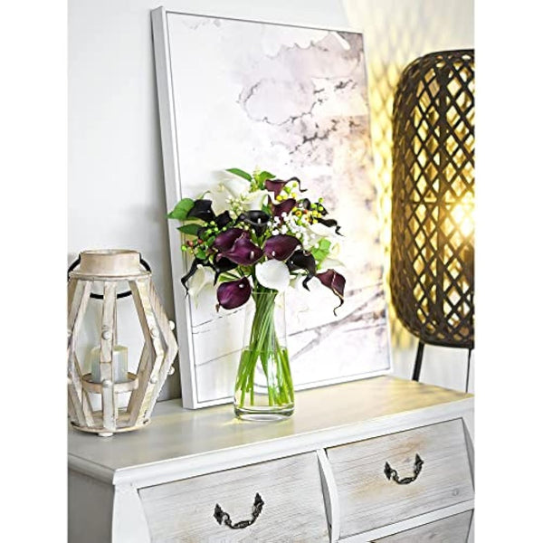 FiveSeasonStuff 10 Stems of Real Touch Calla Lilies Artificial Flower Bouquet, Perfect for Wedding, Bridal, Party, Home Office Décor DIY (Totally Dark Magenta)