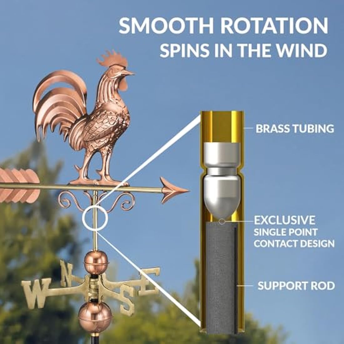 Good Directions 1975P Bantam Rooster Weathervane, Pure Copper