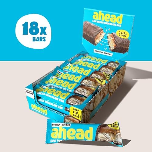 ahead | Keto Chocolate Bars – 18 x 35g – Coconut Almond – Low Carb Sugar Free – 100% Natural with MCT-Fats – Keto Snacks & Healthy Snacks