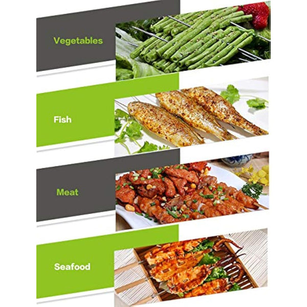 Homealexa 15" BBQ Skewers, Stainless Steel Flat Kebab Skewers Set of 20, Reusable with Storage Bag for Outdoor BBQ, Family Party, Shish Kabob