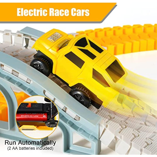 260 PCS Construction Race Tracks for Kids Toys, 2 Electric Cars, 4 Construction Cars, 1 Map & Flexible DIY Track Set, Engineering Presents for 3 4 5 6 Year Old Boys Girls