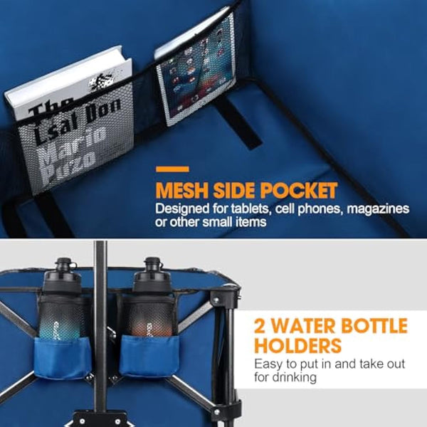 GXCROR Folding Trolley Cart 200L Collapsible Wagon 330 lbs Capacity Heavy Duty Outdoor Beach Wagon with Big Wheels for Camping Beach Garden